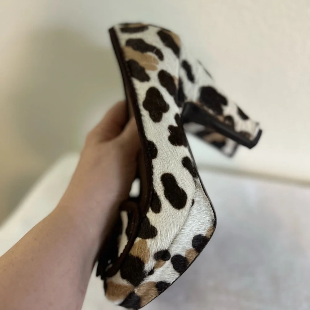 L'Autre Chose Leopard Print calf hair heels Size 36 5.5 US
